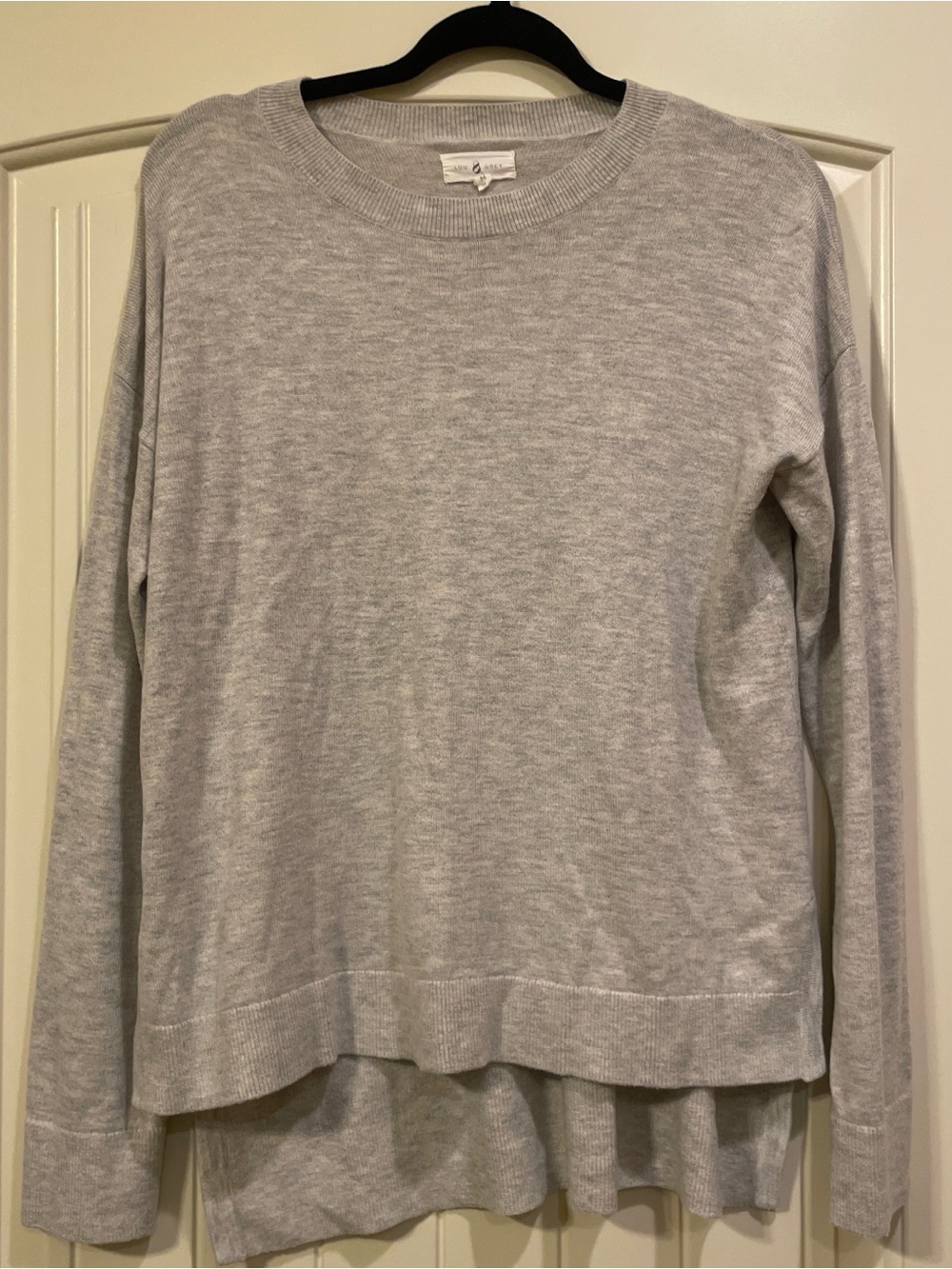 Lou & Grey Light Gray Layered-Hem Crewneck Sweater